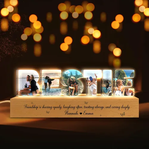 Luz nocturna LED personalizada con collage de fotos, foto personalizada con cualquier cita y nombre, Navidad, amistad, regalos de cumpleaños para