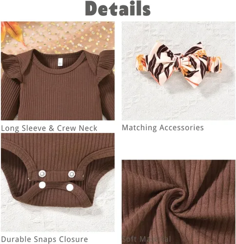 Miniatura 13 de Aalizzwell Conjunto de mameluco acanalado para bebé recién nacido prematuro para otoño e invierno