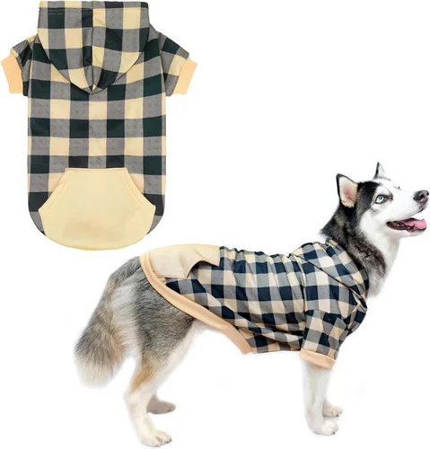 Miniatura 16 de KOOLTAIL Sudadera a cuadros con capucha, con gorro y bolsillo, para perros pequeños, medianos y grandes y gatos, abrigo suave y cálido para invierno