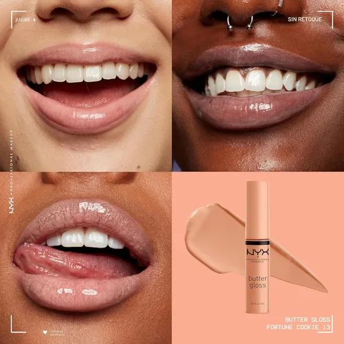 Miniatura 3 de NYX MAQUILLAJE PROFESIONAL Brillo de mantequilla, brillo de labios no pegajoso - Fortune Cookie (True Nude)