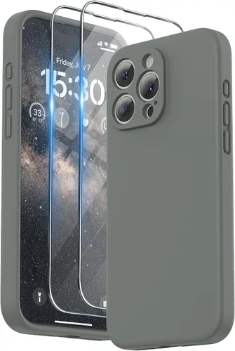 Miniatura 13 de SURPHY Funda diseñada para iPhone 15 Pro Max con protector de pantalla y cordón, correa de teléfono y funda de silicona líquida para teléfono
