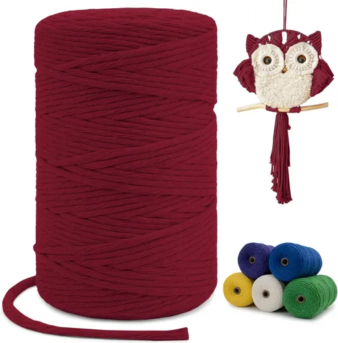 Miniatura 69 de Cuerda de macramé de una sola hebra de 0.197 in x 110 yardas, cuerda de macramé de algodón natural de 0.197 in, cuerda de algodón grueso para colgar