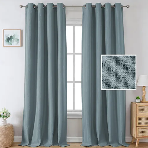 Miniatura 13 de H.VERSAILTEX Cortinas Opacas de Lino de 45 Pulgadas de Largo para Dormitorio/Sala de Estar con Aislamiento Térmico con Ojales, Cortinas con Textura