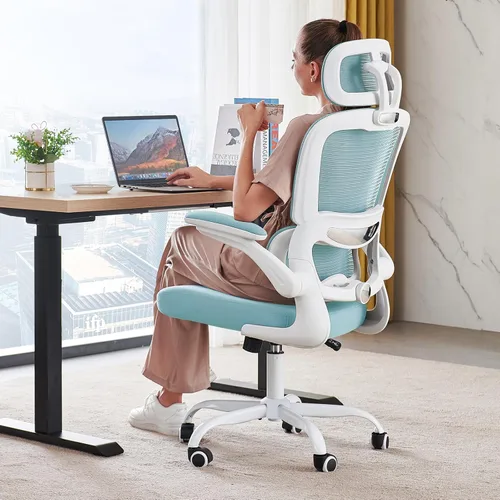 Miniatura 29 de TRALT Silla de oficina ergonómica, silla de escritorio de malla para el hogar de 330 libras, sillas de escritorio de oficina con ruedas, cómodas