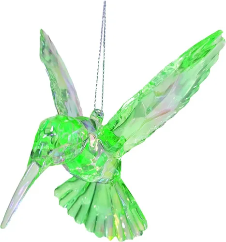 Miniatura 10 de BRBASAP Adorno de colibrí, figuras decorativas de acrílico, colgantes, colibríes, cristal, atrapasoles, figura de pájaro para el hogar, adornos Azul