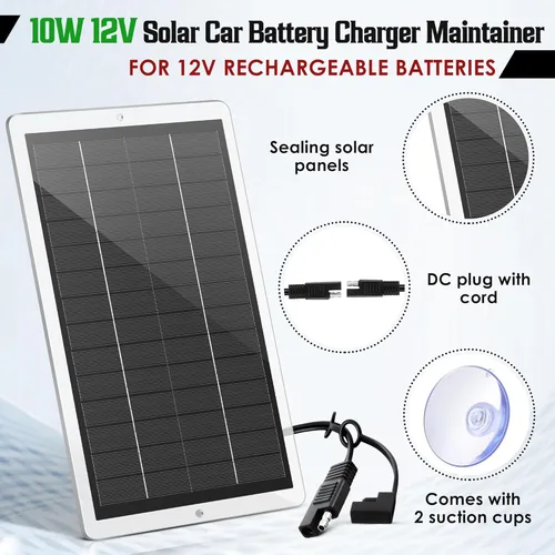 Miniatura 5 de Saillong Cargador Mantenedor de Batería Solar para Automóvil de 12V, Panel Solar Impermeable Cargador Solar Portátil de Goteo con Enchufe