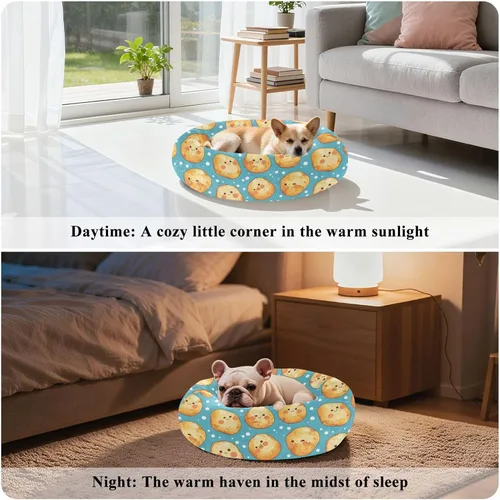 Miniatura 4 de Wudan Pet Cat Beds Removable & Washable Fluffy Dog Cave Bed for Small Size Pets Supplies XS Cartoon Kawaii-Style Potato Blue