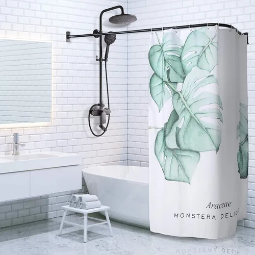 Miniatura 2 de PrettyHome Barra de cortina de ducha con forma de L, para baño, 28 x 68 pulgadas, acabado negro