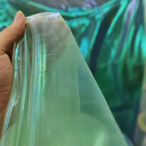 Miniatura 13 de Tela de encaje de organza con gradiente láser arcoíris mágico, tela de gasa holográfica iridescente para vestido de novia, cortina, fondo, fiesta