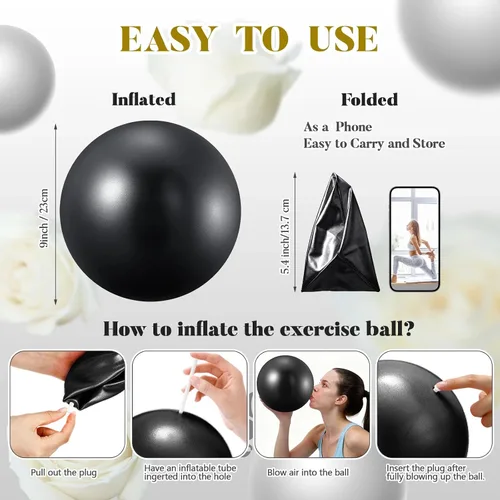 Miniatura 2 de Sotiff 20 pelotas de pilates de 9 pulgadas para ejercicio a granel, mini pelotas de yoga, núcleo de terapia para entrenamiento de estabilidad