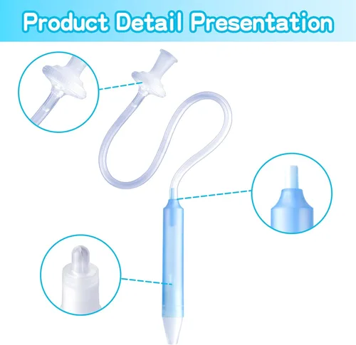 Miniatura 7 de Aspirador nasal para bebés con 25 filtros de higiene, puntas de silicona suave, pinzas de limpieza de nariz para bebés y niños pequeños Azul