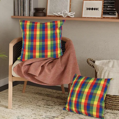 Miniatura 6 de Urban Villa Buffalo Checks - Juego de 4 fundas de almohada de 100 % algodón, 18 x 18 pulgadas, ultra suaves, de alta calidad, color prisma