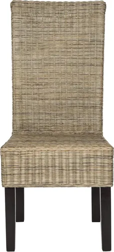 Miniatura 9 de SAFAVIEH Muebles - Juego de 2 sillas de comedor de mimbre Arjun - Blanco lavado - Ratán - Diseño tejido costero - Ideal para comedor, cocina, altura