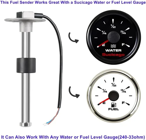 Miniatura 4 de Fuel Sender Marine - Unidad de envío de tanque de combustible de 17 pulgadas (430mm), flotador de acero inoxidable, unidad de envío de nivel