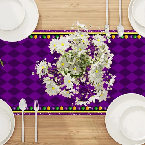 Miniatura 4 de Camino de mesa de Mardi Gras, carnaval de Brasil, Nueva Orleans, martes graso, mantel para fiesta de máscaras, decoración y suministros de diamantes
