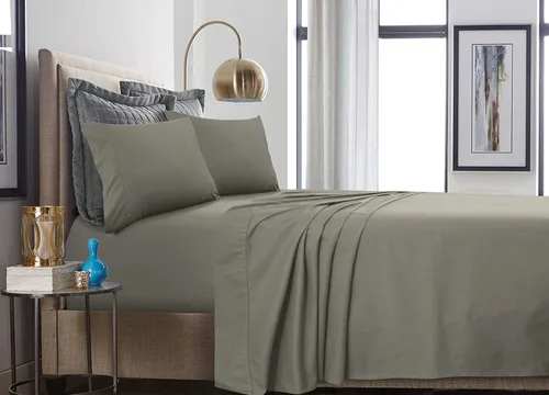 Tribeca Living Par de almohadas de algodón percal de 500 hilos, estándar, gris