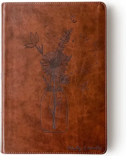 JOY CREATIVE Biblia de letras rojas de margen ancho ESV | Personalizado con nombre | El diseño personalizado está escrito a mano y grabado con