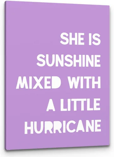 Miniatura 18 de PHAMTE Decoración de pared para dormitorio de niñas, arte de pared con texto en inglés «She is Sunshine Mixed with a Little Hurricane», lienzo