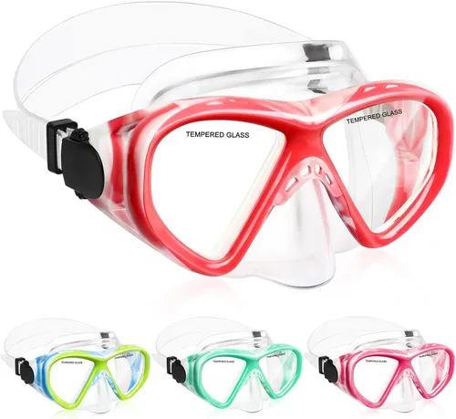 Miniatura 12 de ACQCES Gafas de natación para niños, máscara de buceo para niños y niñas de 5 a 15 años, gafas de natación antivaho de dos colores con cubierta