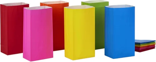 Miniatura 4 de Hallmark Bolsas envueltas para regalos de fiesta de color sólido (30 unidades, 5 de cada una de azul, rojo, verde, amarillo, naranja, rosa)