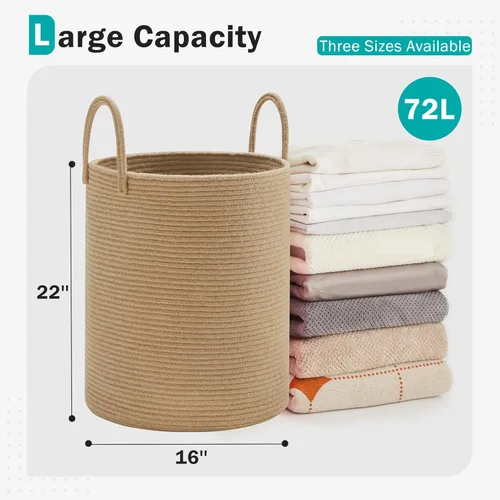 Miniatura 2 de YOUDENOVA Cesto de algodón para ropa sucia, 72L - Cesta plegable tejida - marrón yute Yute Marrón