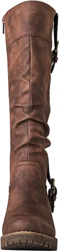 Miniatura 4 de GLOBALWIN Botas de tacón bajo grueso para mujer, botas altas hasta la rodilla para mujer