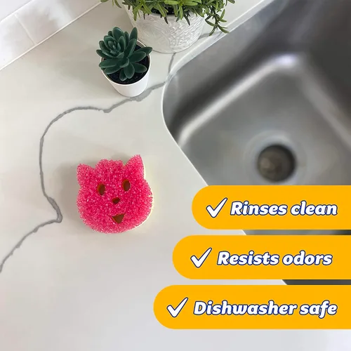 Miniatura 8 de Scrub Daddy Scrub Mommy Special Edition Pets Cat - Esponja multiusos para platos sin arañazos, sin BPA y fabricada con espuma de polímero, esponja