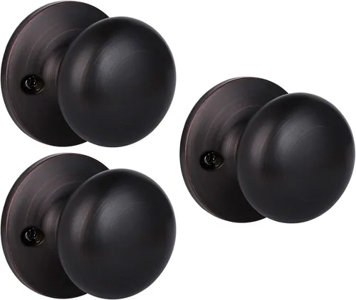 Miniatura 36 de KNOBWELL Paquete de 8 pomos de puerta de privacidad para baño y dormitorio, pomo de puerta negro mate con cerradura, cerradura de manija de puerta