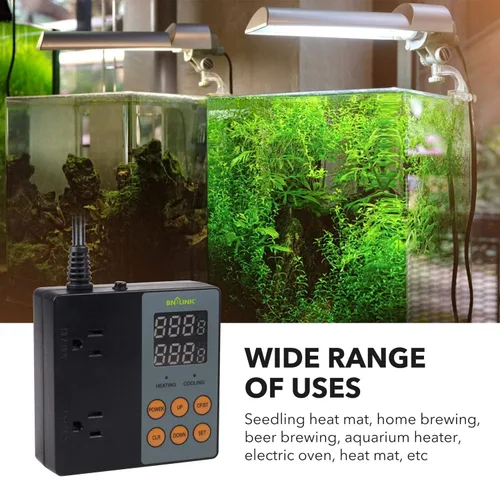 Miniatura 4 de BN-LINK Controlador de termostato profesional de calefacción y refrigeración digital de 2 etapas, enchufe para reptiles, acuario, carboy