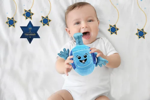 Miniatura 2 de Dreidel de Janucá Musical de Peluche para Niños Reproduce 2 Canciones de Janucá Dreidel de Peluche Relleno Melodioso Dreidel de Janucá Giratoria