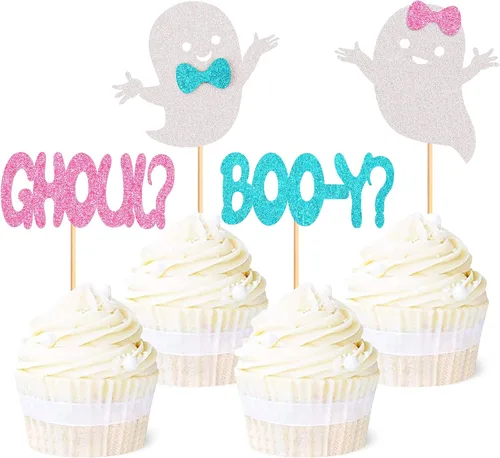 Miniatura 10 de Ercadio Paquete de 36 adornos para cupcakes de Halloween, sombrero de bruja, araña, calabaza, fantasma, gato, cupcakes, baby shower, cumpleaños