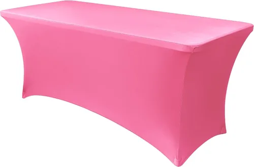 Miniatura 12 de Obstal Funda de mesa de elastano elástica de 4 pies para mesas plegables estándar, paquete de 2 manteles rectangulares universales ajustables