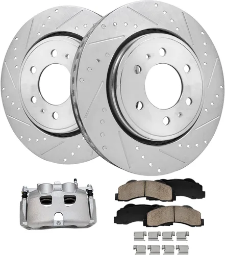 Miniatura 44 de Detroit Axle - Kit de freno delantero para Ford Explorer Mercury Mountaineer 2002-2005 Bujes de rodamiento de rueda perforados y ranurados rotores