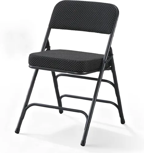 Miniatura 10 de BOOSDEN Juego de 2 sillas plegables, sillas plegables de metal resistente con asientos de tela acolchados, respaldo grande, silla plegable