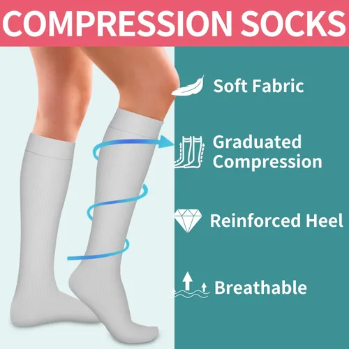 Miniatura 5 de COOLOVER Calcetines de compresión para mujeres y hombres, ideales para circulación, correr, atletismo, recuperación, enfermera, viajes