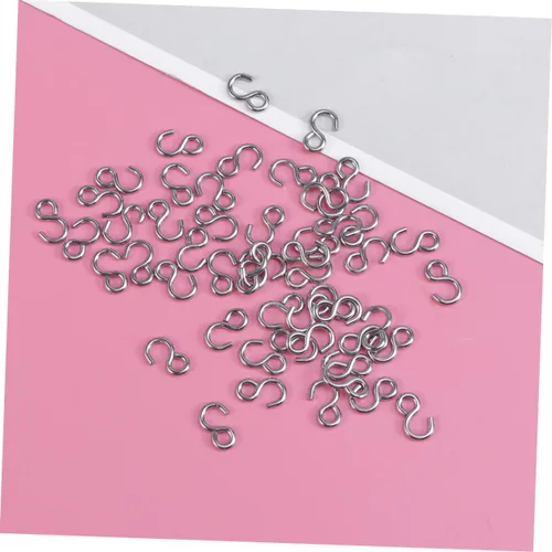 Miniatura 5 de 100 ganchos de acero inoxidable en forma de S, conectores de metal versátiles para manualidades, joyería colgante, llaveros y organización del hogar