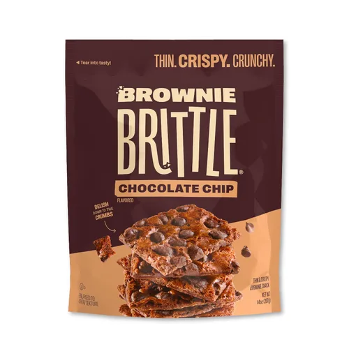 Brownie Brittle Bocadillos dulces finos y crujientes con chispas de chocolate, tamaño familiar (paquete de 1, 14 onzas), postre gourmet rico de