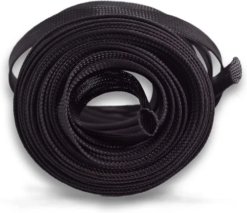 Miniatura 11 de Funda trenzada expandible de PET de 25 pies y 1.25 pulgadas, color negro, organizador de cables para envolver y proteger cables