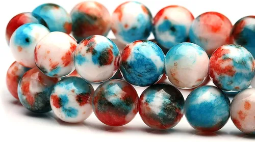 Miniatura 2 de Youngbling Cuentas de piedras preciosas naturales para la fabricación de joyas, piedra lisa redonda pulida de jade azul-naranja de 0.236 pulgadas