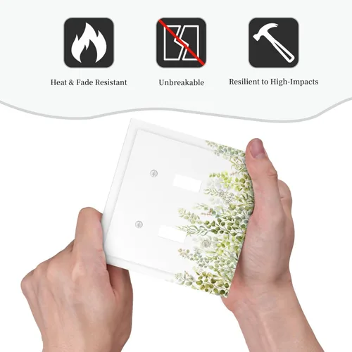 Miniatura 6 de Cubiertas Decorativas para Placas de Interruptor Boho Country Eucalipto Rústico Acuarela Hojas Verdes 2 Gang Placa de Pared Cubierta de Placa