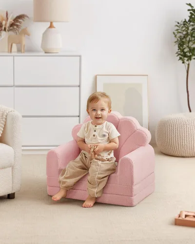 Miniatura 3 de Blissful Diary Sofá para niños, sofá plegable suave 2 en 1, silla para niños pequeños, sofá convertible a tumbona, muebles para niños para sala