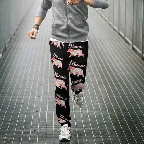 Miniatura 4 de Mama Bear Floral Soft Womens and Mens Sweatpants Cozy Fit Elastic Athletic Lounge Pants Workout