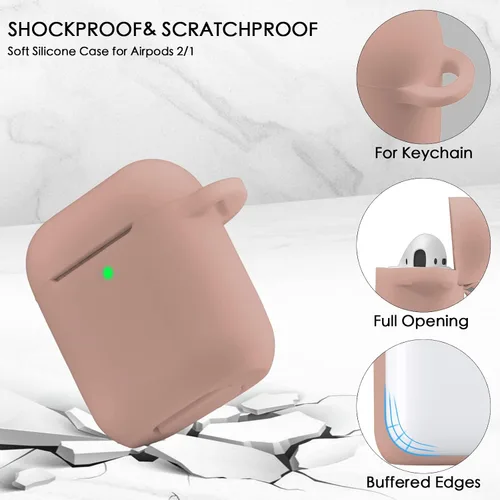 Miniatura 2 de OLEBAND Funda para AirPods de 1ª/2ª generación con bonito llavero brillante, funda de silicona compatible con Apple Air pod/iPod 2 y 1 Gen Case, LED