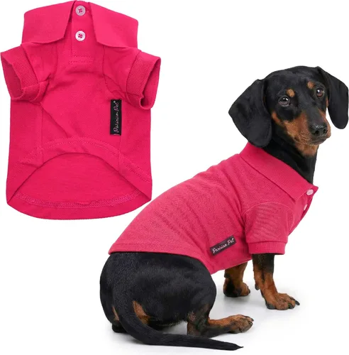 Miniatura 45 de Parisian Pet Polo para perro – Camisa de algodón transpirable en amarillo sólido – Ropa de verano tipo pullover con cuello abotonado para perros
