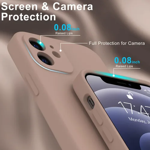 Miniatura 5 de DEENAKIN Funda de silicona compatible con iPhone 12 con protector de pantalla, mejora la protección de la cámara, funda protectora suave y flexible