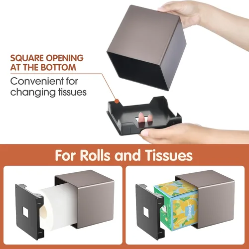 Miniatura 4 de Y-in Hand Funda para caja de pañuelos, soporte cuadrado para caja de pañuelos faciales, accesorios de almacenamiento para tocador de baño, encimeras