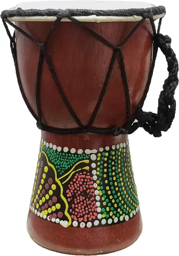 Miniatura 2 de Djembe decorativo de novedad de 6" de alto x 4" de ancho en la parte superior (Abstracto, 15.2 cm)