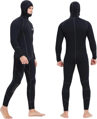 Miniatura 6 de Traje de neopreno ultra elástico para hombre de 7 mm de neopreno, traje de buceo de cuerpo completo con cremallera frontal para invierno, cálido