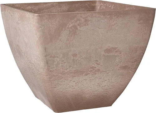 Miniatura 13 de PSW Pot Collection Maceta cuadrada compuesta de plástico, piedra y madera, de 16 x 13 pulgadas, sin orificio de drenaje (perforable), moderna maceta