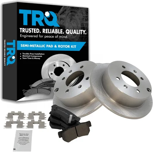 Miniatura 146 de TRQ Juego de pastillas de freno semimetálicas traseras y rotores compatibles con Chevrolet Trailblazer 02-06 Trailblazer EXT 04-06 SSR 02-07 GMC